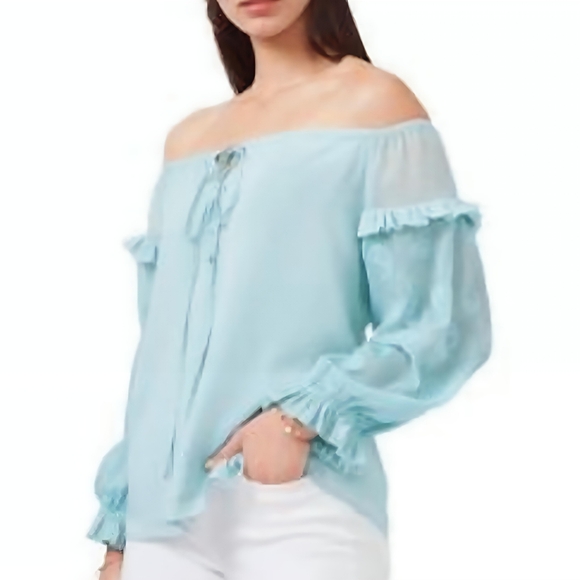 Vince Camuto Off-The- Shoulder Tie Sleeve Top.Large